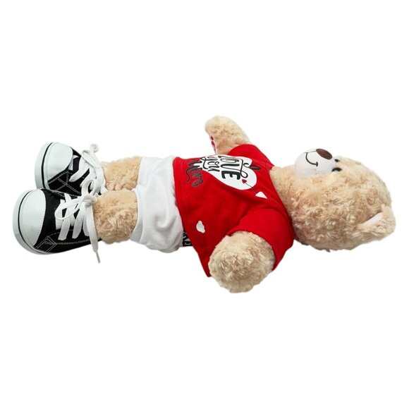 Build-a-bear BAB I Love You More Plush Bear Beige Red Shirt 15 inch Love - Picture 13 of 14